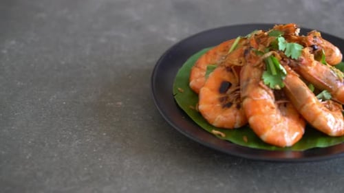 Grilled Shrimp with Garlic and Cilantro on Plate