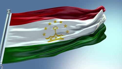 Tajikistan Flag Waving in Realistic Fabric Animation