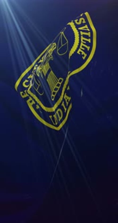 Waving City Flag Emblem Animation with Light Rays