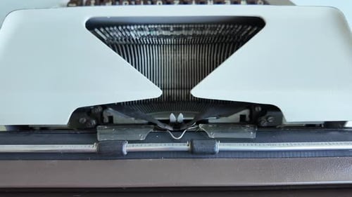 An old typewriter, top view.