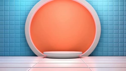 Podium Futuristische Vitrine mit Plattform für Produktausstellungen. Leeres modernes Bühnendisplay