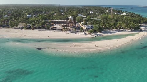 Tropical sandy beach and blue sea. Philippines