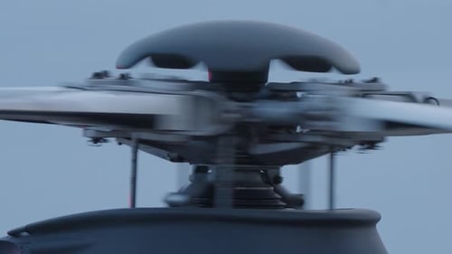 Helicopter Main Rotor Spinning Close Up