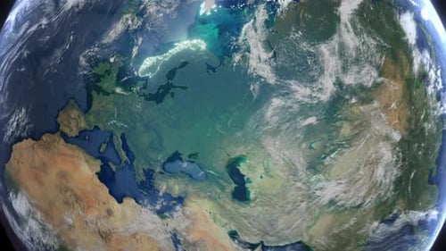 Realistic Earth Orbit and Zoom Glowing Borders Norway