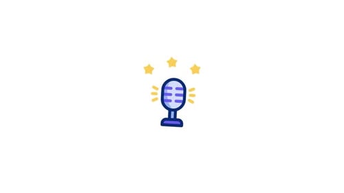 Cartoon Sketch Microphone Animation with Glowing Stars