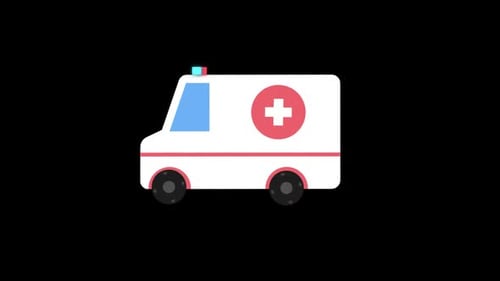 Ambulance Cartoon Medical 2D Animation On Alpha Channel