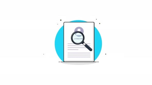 Flat Design Animated Document Search Icon