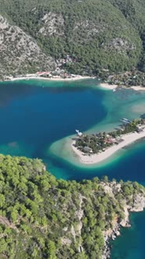 Aerial view of tranquil summer beach