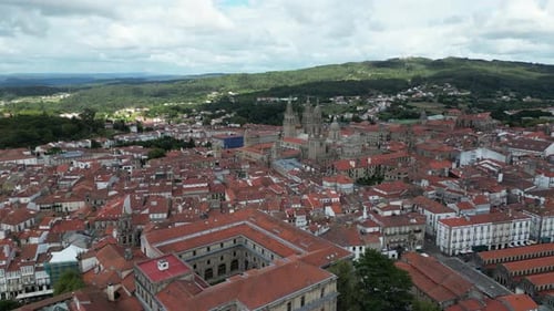 Vue aérienne de Saint-Jacques-de-Compostelle, Espagne.
