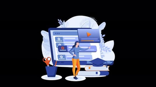 Online Education E-learning Concept with Interactive Animated Elements