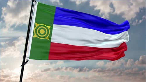 Waving Flag Animation with Green Blue White Red Stripes