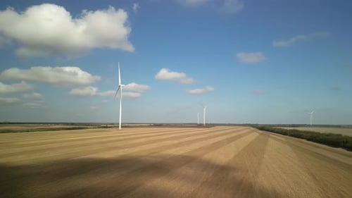 Wind Turbines. Wind Power Electric Plant. Renewable Energy