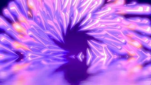 Glowing Neon Abstract Geometric Crystal Tunnel Loop