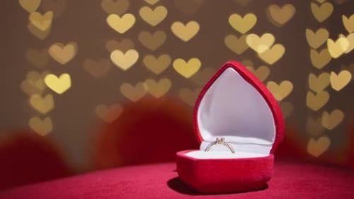 Diamond Ring in Red Heart Shaped Box
