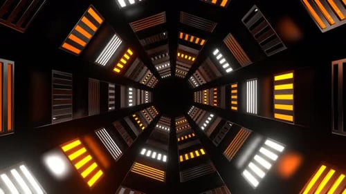 Orangefarbener und weißer Hintergrund mit verlangsamtem Strobe-Tunnel, VJ Loop in 4K