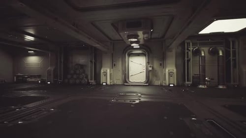 Futuristic Spaceship Room with Automated Hatch Door Animation