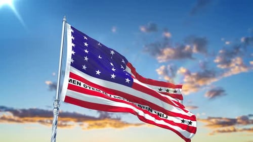Realistic 3D Waving Flag Animation with Sky
