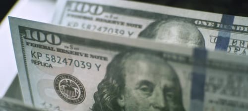 Bank machine counting cash