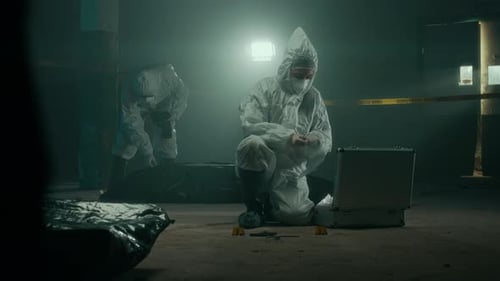 Investigators in Hazmat Suits at Dark Crime Scene