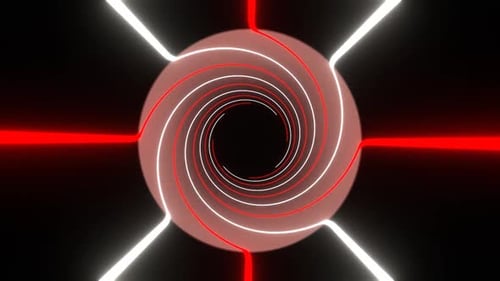 Red And White Rotating Spiral Lines Background Vj Loop In HD