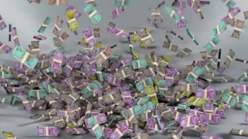 India Money - Rupee Stacked Money Falling - Indian Currency