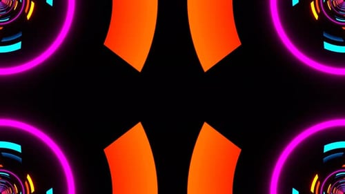 Cyan And Pink And Orange Abstract Spiral Light In Kaleidoscope Background Vj Loop In 4K