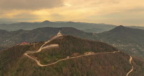 Aerial Drone Approach to Mountain-Top Mosque – Epic Cinematic Reveal