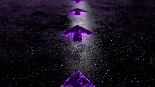 Ascending purple glowing arrows on dark ground