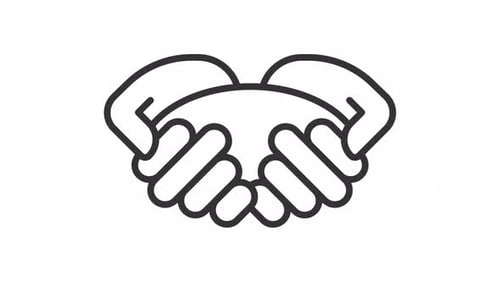 2D simple thin linear black animation of cupped hands icon