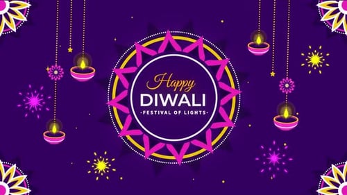 Happy Diwali Festival of Lights Animation in Flat Design