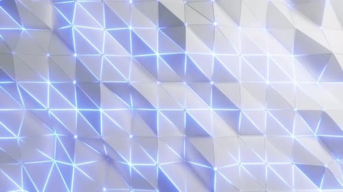 Triángulo blanco claro abstracto de ciencia ficción, polígono bajo. Fondo de animación en bucle
4K