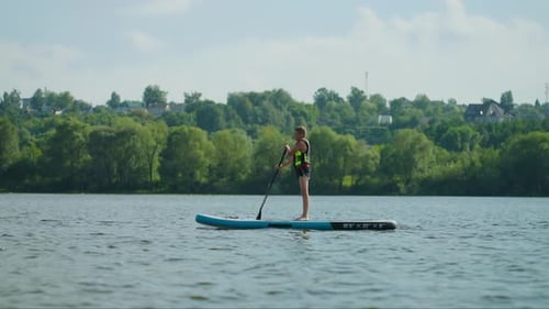 Paddleboarding on a Lake, Active Summer Lifestyle