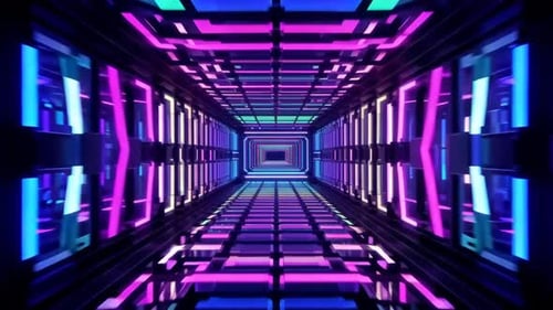 Futuristic Neon Cyberpunk Tunnel Motion Background