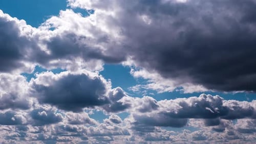 Timelapse of Cumulus Clouds Moving in the Blue Sky