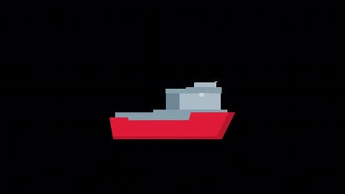 Flat Design Animated Cargo Ship Building and Container Loading
