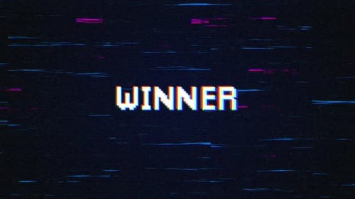 Pixelated Winner Text Animation with Retro Glitch Effect