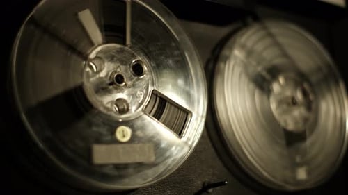 Vintage Reel to Reel Tape Recorder Spinning