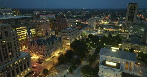 Historical Old City Hall Building in Downtown District of Richmond Virginia on Broad Street at Night