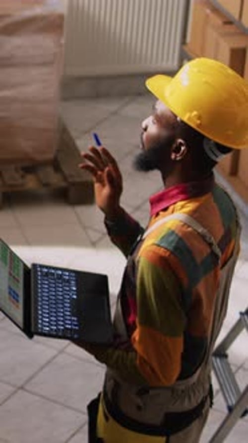 Vertical Video Small Business Worker Examining Cargo