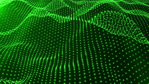 Green Digital Wave Particle Field Animated Background