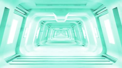 Infinite Futuristic Sci-Fi Tunnel Loop with Green Neon Lights