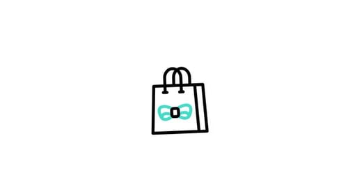 Animated Hand-Drawn Shopping Bag Icon with Wiggling Ribbon
