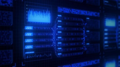 Futuristic Blue Digital Data Processing Display Animation