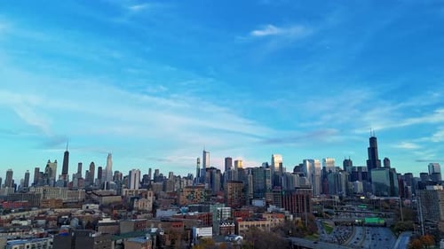 Time lapse View of Downtown Chicago’s Skyline and Bustling Traffic