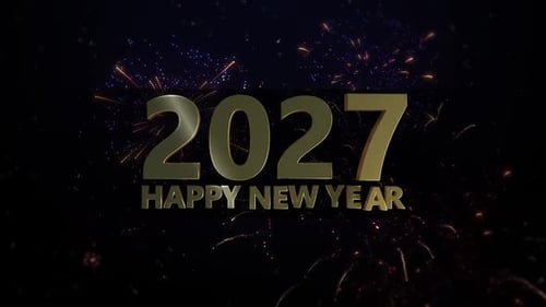 3d Happy New Year 2027 Gold