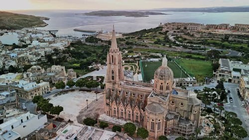 Aerial view of Malta's historic architecture and coastal beauty