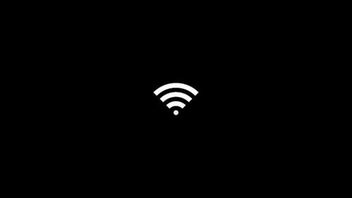 OS Collection: Animation of white wireless signal icon in center over a black background