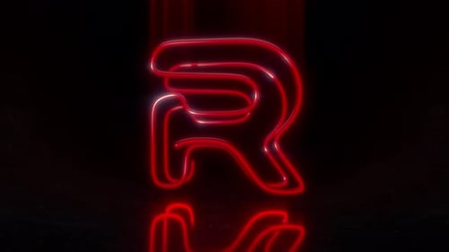 Colorful Neon Letter R Loop Animation.
