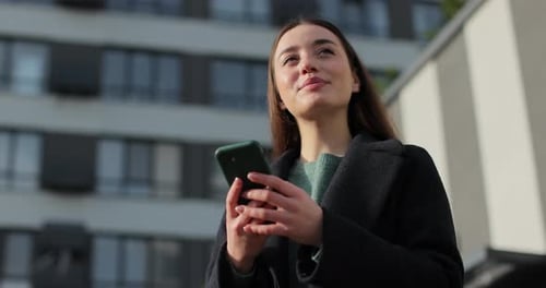 Young Beautiful Woman Smiling Confident Using Smartphone at Street Smartphone Browsing Internet