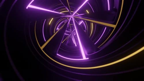 Purple And Yellow Neon Spiral Ventilation Background Vj Loop In 4K